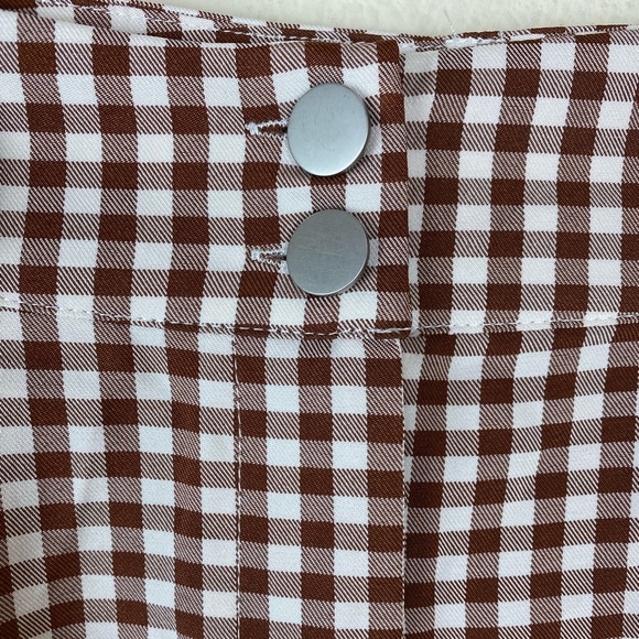 NWT NASTY GAL Brown Gingham Plaid Trouser Pants Retro 70s Style High Waist - Picture 4 of 10
